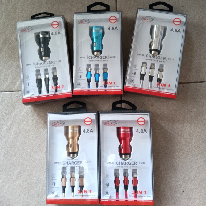 Charger /Cas Hp Di mobil 4,8 Ampere ( 3 in 1) terbaik