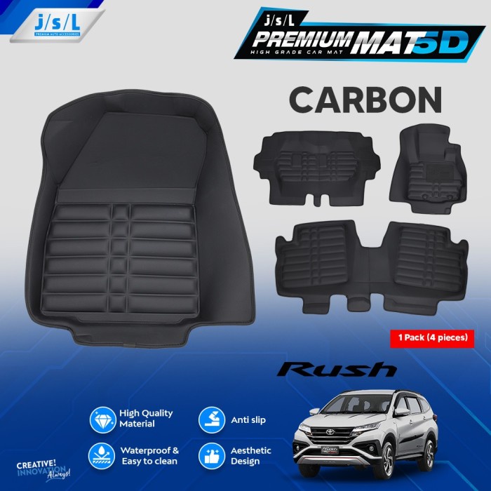 All New Rush Terios Karpet Mobil 5D JSL Mat Model Carbon terpopuler