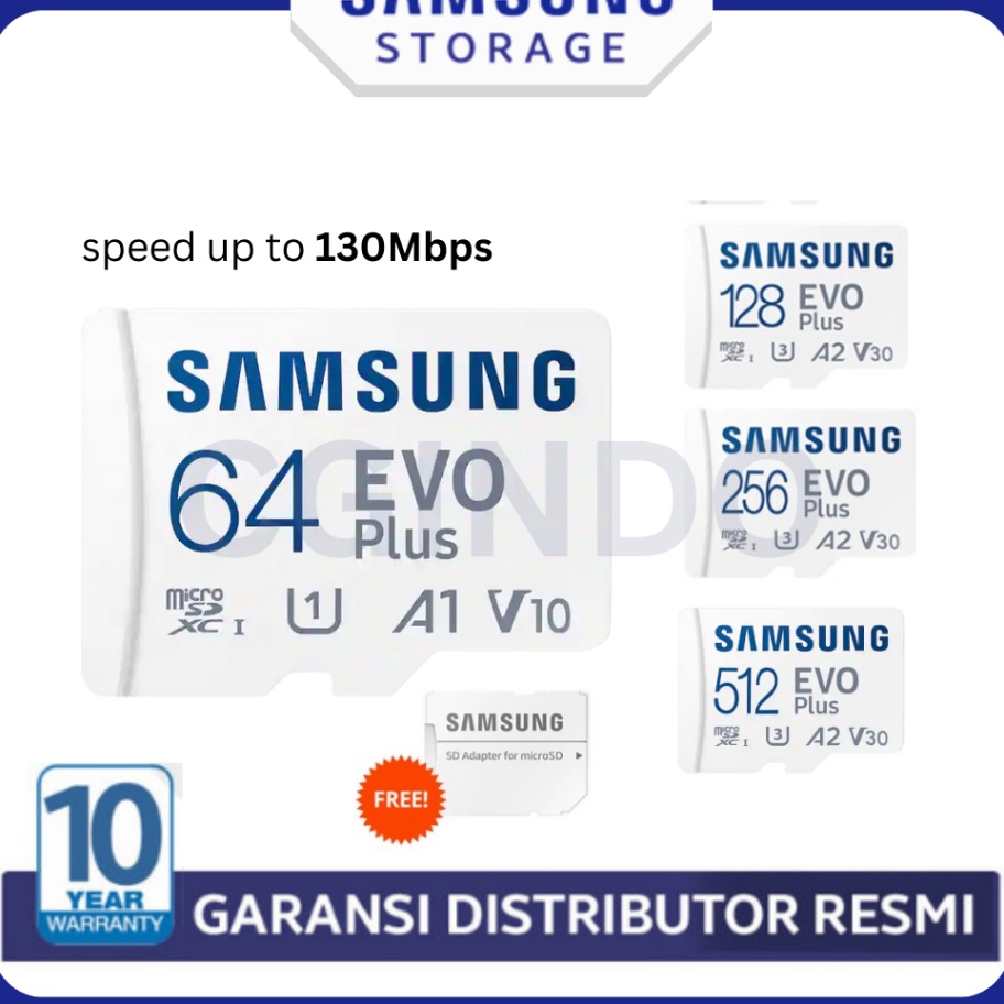 Baru Samsung Micro SD Evo Plus 64GB 128GB 256GB 512GB Memory MicroSD Kartu Memori HP Card Class10 Ga