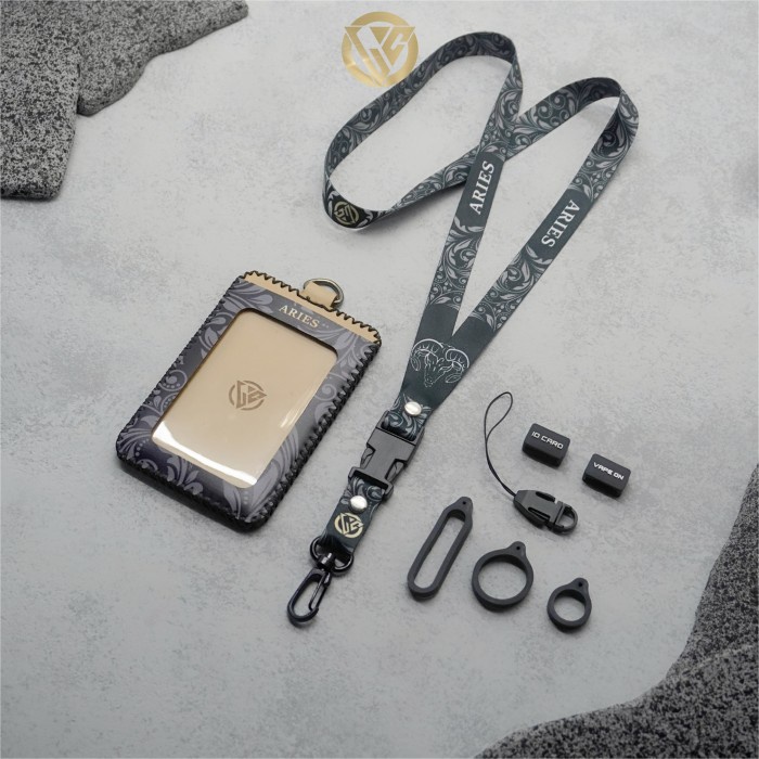 

DISKON ZK Lanyard Zodiak Series Printing Plus Holder ID Card Leahter - Cream