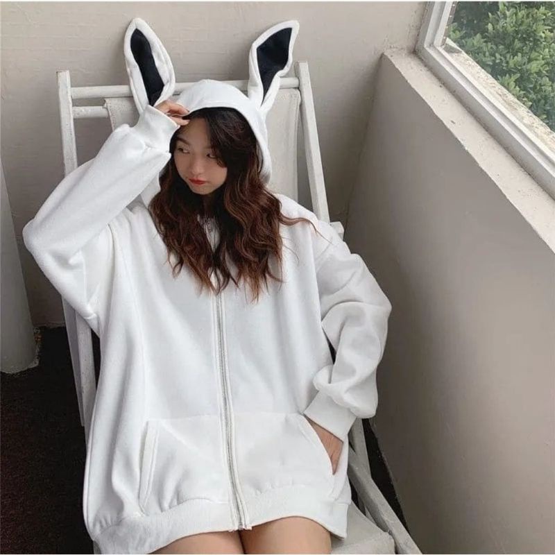SWEATER OVERSIZE HOODIE RABBIT SWEATER HOODIE OVERSIZE WANITA XXL