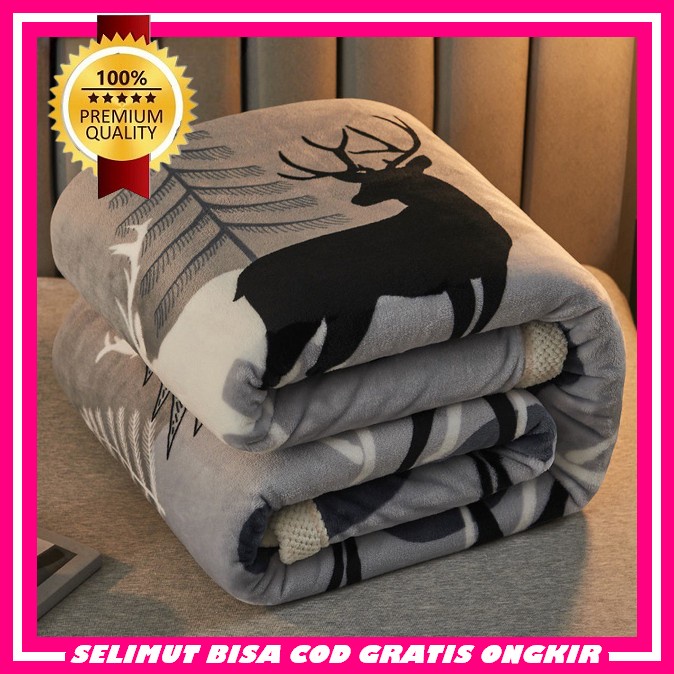 Selimut Bulu Jumbo Extra Tebal Import Slimut Anak Karakter Bulu Lembut Halus Slimut Polos 180X200 Te