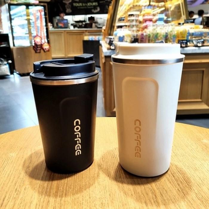 Black Coffee Mug Tumbler Thermos Stainless Vacuum Gelas Kopi