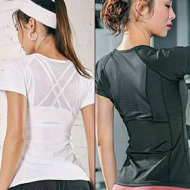 Baru ZJc JdF Shop 522 - Gladys Sportees Slim Fit Kaos Sport Running Mesh Yoga Gym / Baju Atasan Olah