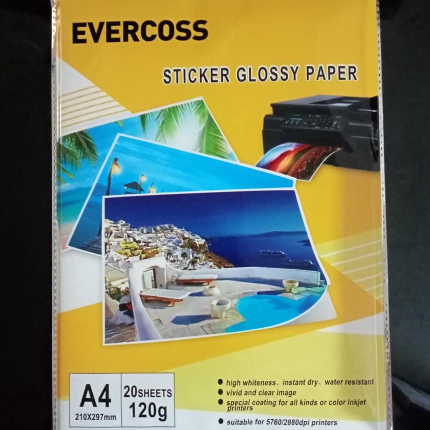 

[☞✓12G.F) EVERCOSS 120 STICKER GLOSSY PAPER A4 / Kertas Foto murah -kekiniaan..