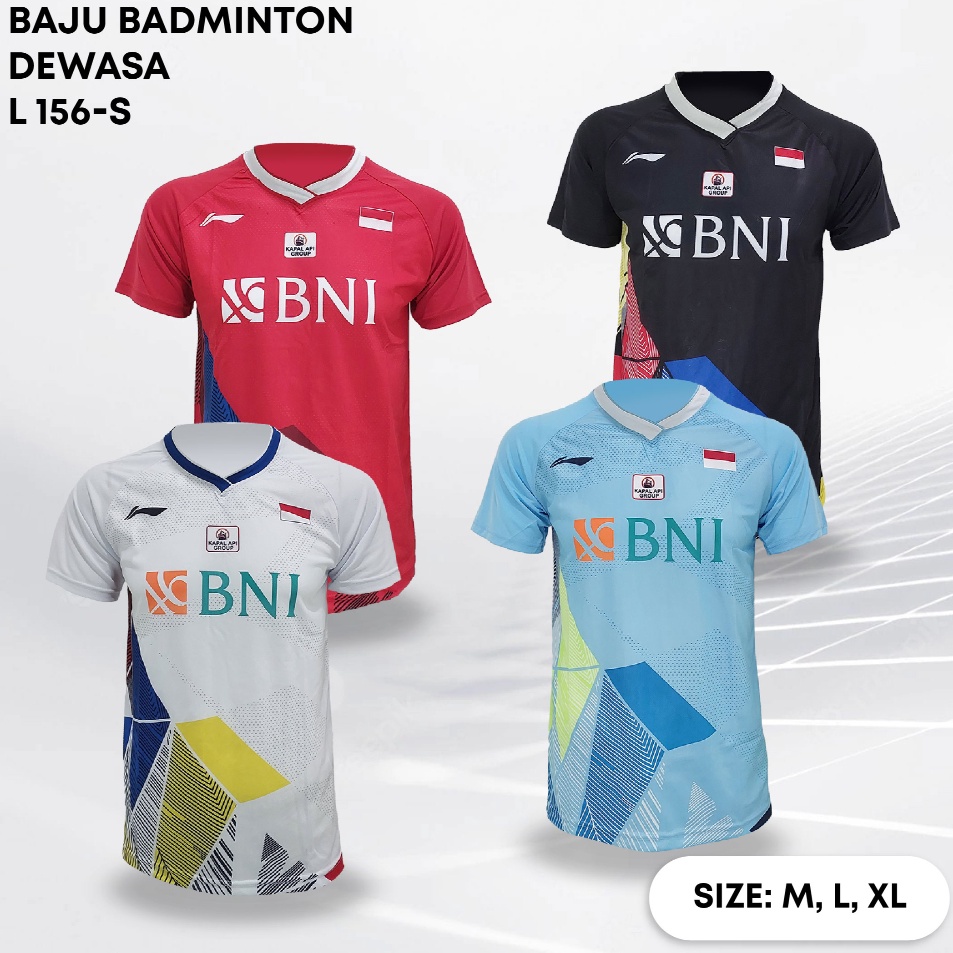` QZ BAJU BADMINTON ATASAN DEWASA KAOS BULUTANGKIS PRINTING L.156 BNI ❈ ♀