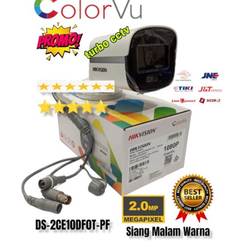 (Q✪O☑ P> Camera CCTV Hikvision Colorvu 2MP DS-2CE10DFOT-PF - murah
