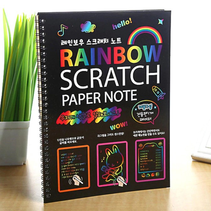 

[QJ/✉W♥) Magic Color Rainbow Scratch Paper Note book 19X26cm - amanah.