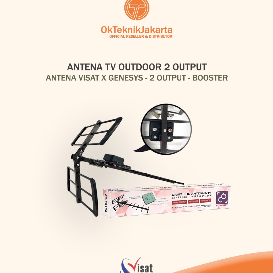 Ready PmM Antena TV Outdoor Digital + booster Visat 2 output bisa untuk 2 tv antena digital Genesys 