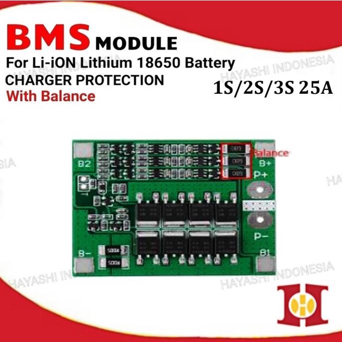 BMS 1S 2S 3S 25A Lithium Battery Balanced Charger Protection 18650