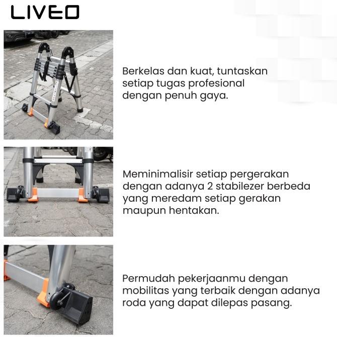 Distributor Tangga 5,6 Meter Teleskopik Multi, Tangga Lipat, Double