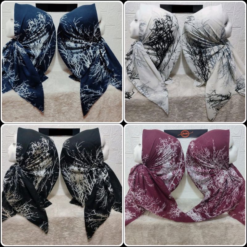 Jilbab segiempat voal motif lasercut hijab motif premium (harga grosir)