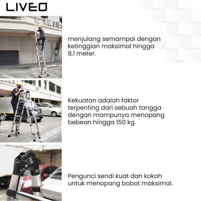 Tangga Teleskopik 7,8 Meter Multi, Tangga Double Lipat Merk Liveo