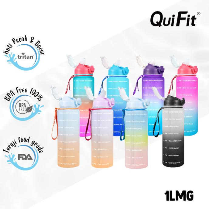 QUIFIT - [1LMG] Botol Minum Tritan Motivasi 1L 100% BPA Free