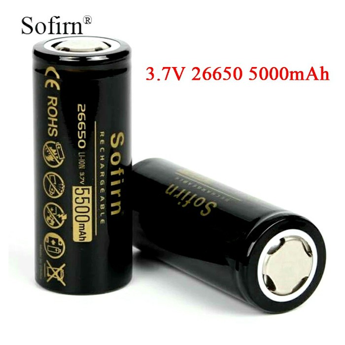 SOFIRN BATERAI 26650 BUTTON TOP 5000mAh 3.7 VOLT SENTER LED