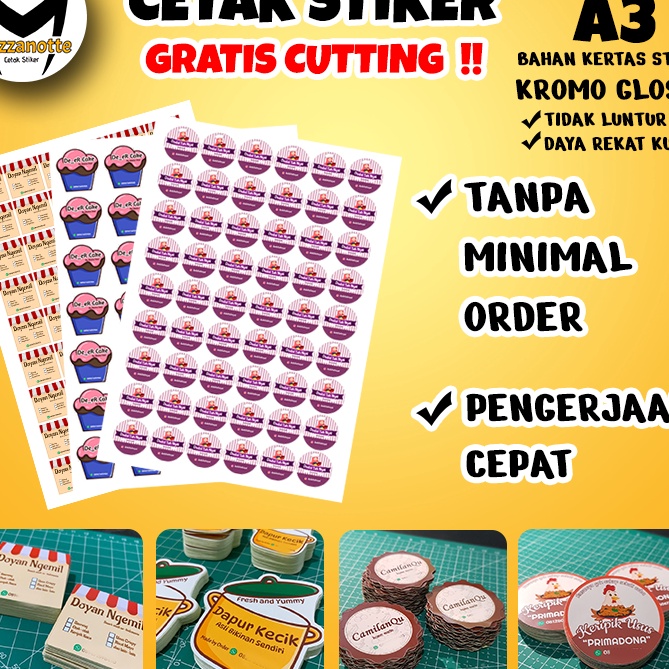 

[L✯ E✉J) Cetak Stiker (TANPA MINIMAL ORDER) Label Kemasan Print dan Cutting Bahan Stiker Kromo ukuran A3 / viral.