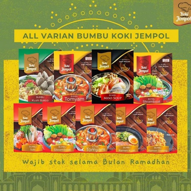 

Best Product Bumbu Koki Jempol Steamboat/Tomyam/Suki/Ramen Kuah/Miso Soup/Bakso Kuah/Bumbu Instant