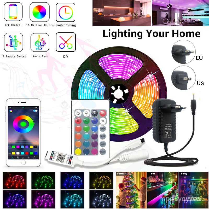 ✅&LED Strips Lights Bluetooth Luces Smart Led RGB 5050 SMD Flexible Waterproof Tape Diode 5M 10M 15M
