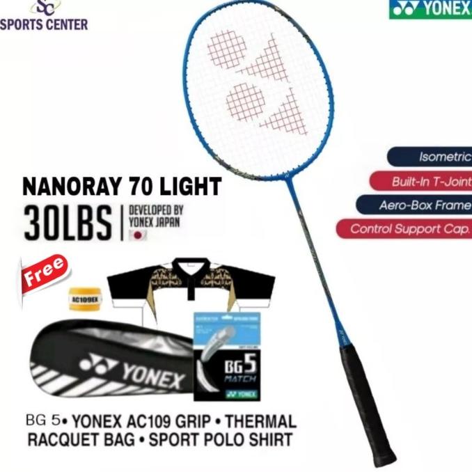 Full Set Raket Badminton Yonex Nanoray 70 Light