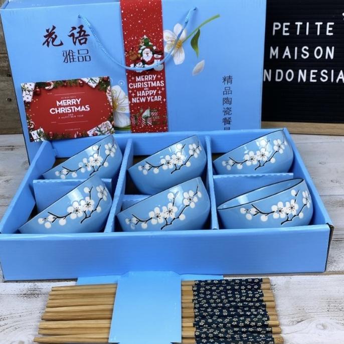 

Hampers Natal Japanese Bowl set isi 6 mangkok keramik souvenir hadiah