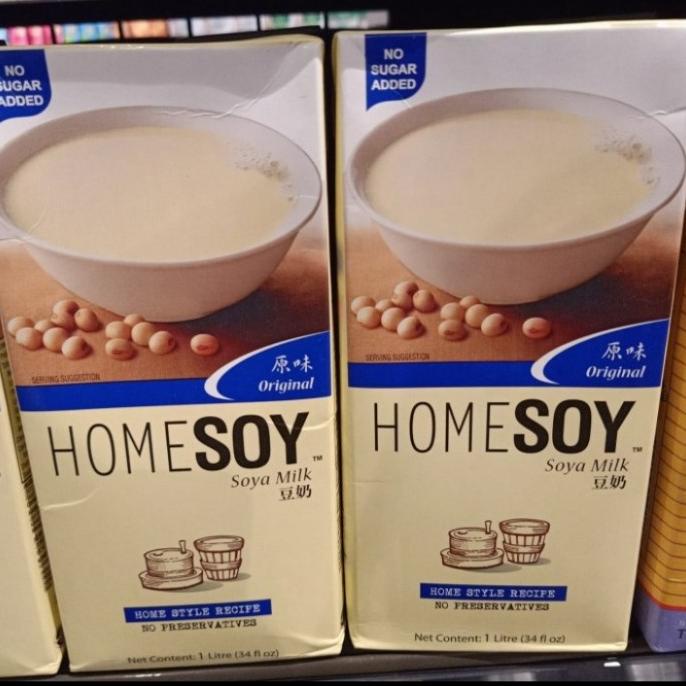 

home soy milk susu kedelai 1ltr original no added sugar tanpa gula