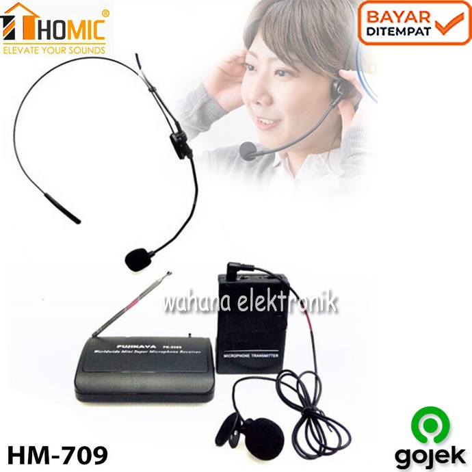 qn Mic wireless Mic Senam Mic imam masjid kancing jepit bando Homic HM 709 ❅ Ready Stock