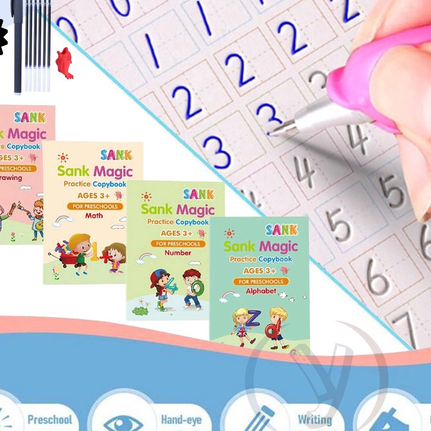 

[❣.AXJ☛] Sank Magic 4 set Magic Practice Book / Buku Edukasi 3D Belajar Pintar Menulis TK- aamanah..