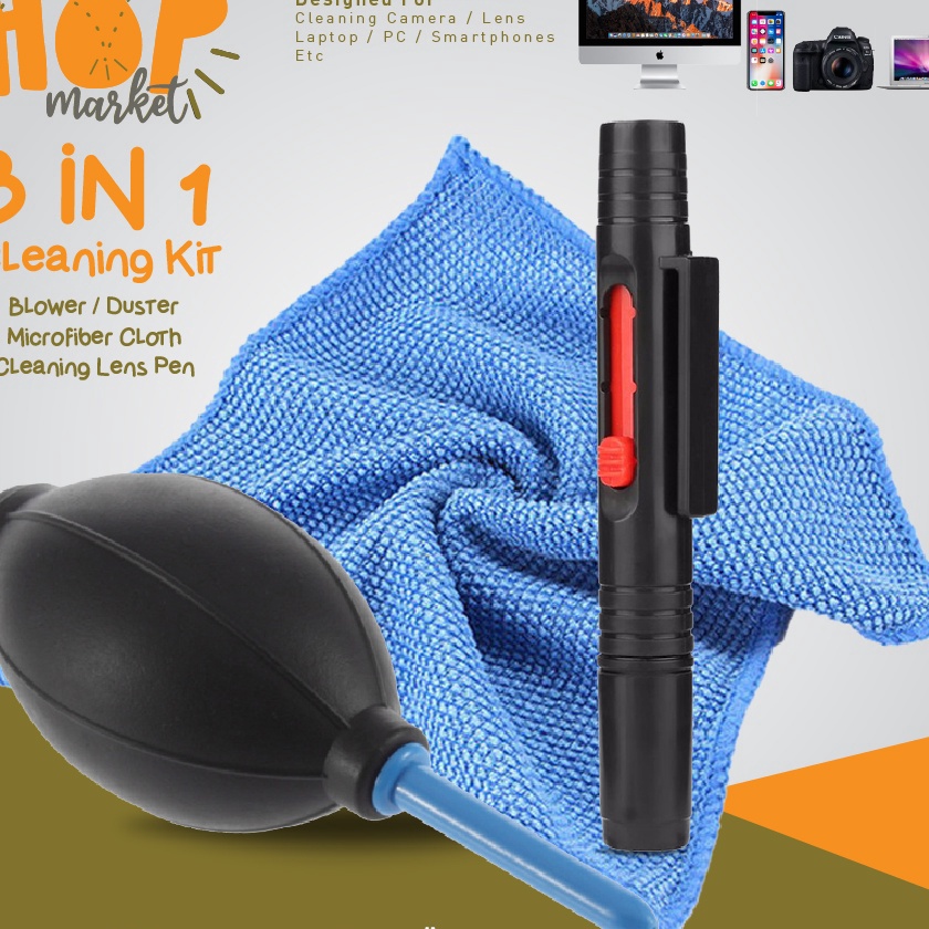 (♥♫.LPY] Cleaning Kit 3 in 1 Lensa Kamera Pembersih Monitor LCD HP Laptop Air Blower + Lens Pen + Mi