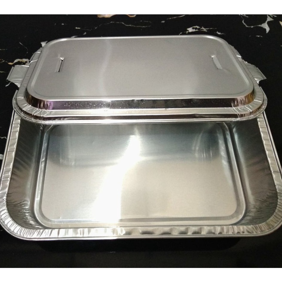 ` GROSIR Alumunium Foil BX 4381  Aluminium Foil Tray BX-4381 Kotak Makan + tutup (Isi 20 pcs) Big Sa