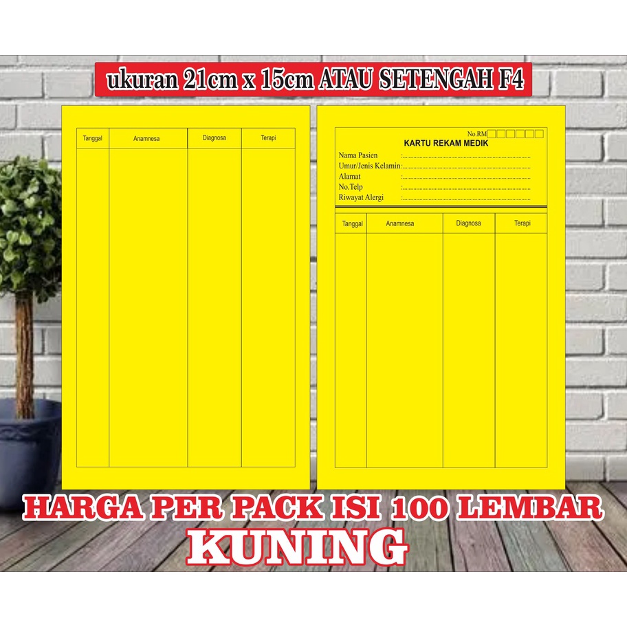 

[➤.LQ❣L) Kartu Rekam Medis / Kartu Status Pasien Medical Record Ukuran 19cm x 15cm ISI 100/PACKtop.produuk◆!