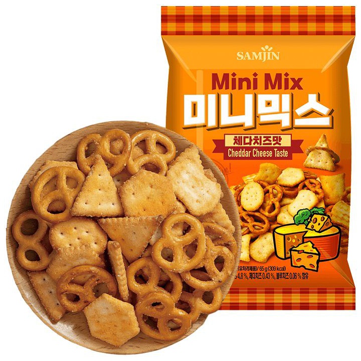

(P☑4R/㊖] Samjin Mini Mix Pretzel & Cracker Cheddar Cheese / Snack Korea 65g - top.prooduk.!