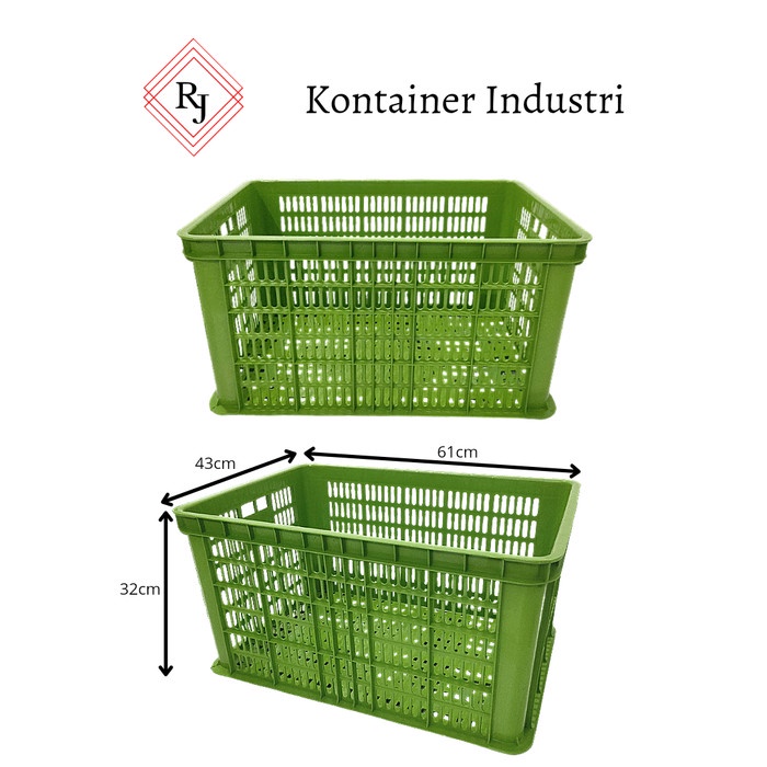 Container Box / Keranjang Pasar Besar Industri Serbaguna Hijau