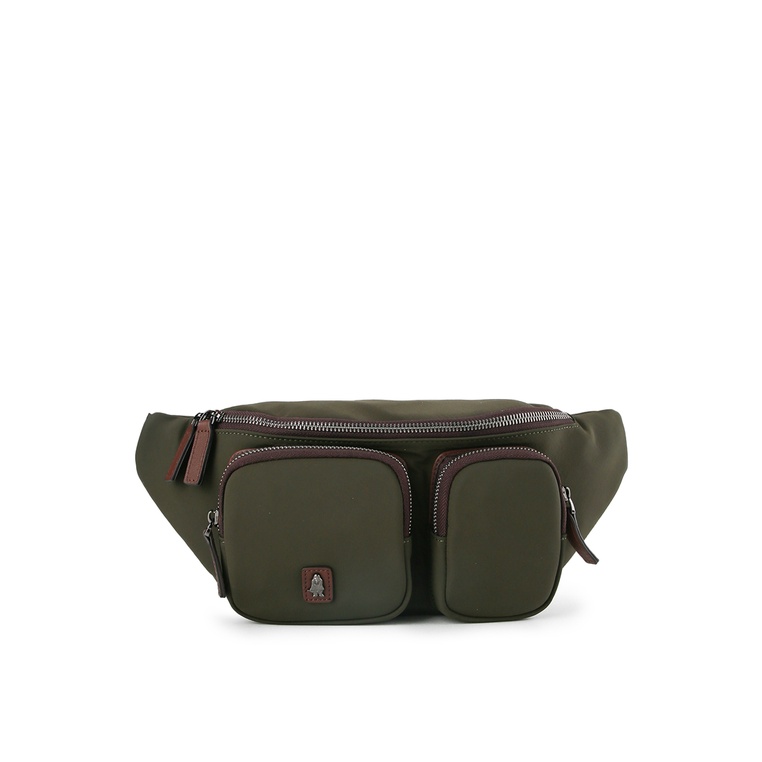 Tas Pinggang Hush Puppies Original Pria WaistBag 2 kantong depan dengan resleting Outdoor Branded Gl