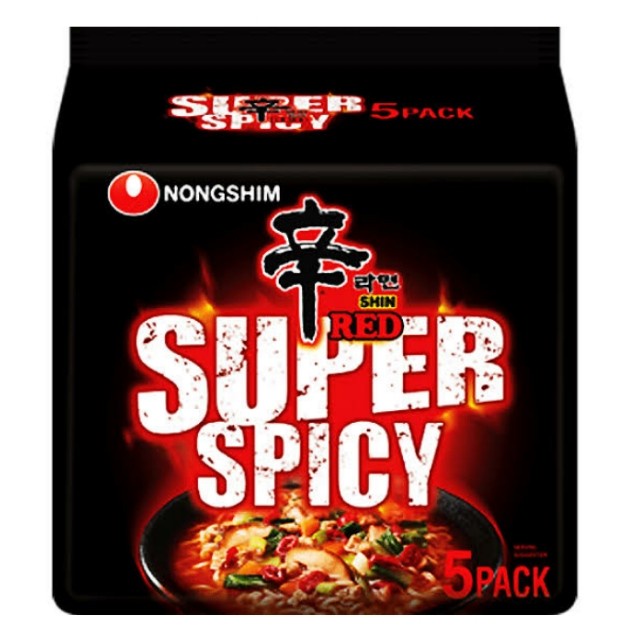 

1 Pack Isi 5 - Nongshim Shin Ramyun Red Super Spicy - Mie Impor Korea Bestseller Mie Impor