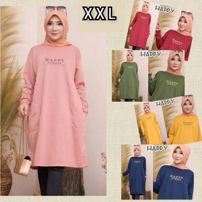 Busana Muslim Wanita Terbaru Baju XXL Tunik Kaos Muslimah Atasan Hijab