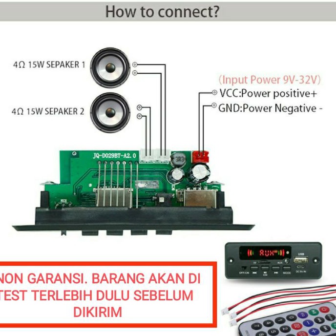 (0D☼-Q㊚) modul mp3 player  bluetooth dilengkapi amplifier 2x3w usb sdcard audio decoder music player