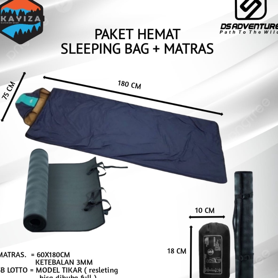 ➘ Paket sleeping bag lotto matras camping - paket sliping bag matras - matras sleeping bag - sleepin
