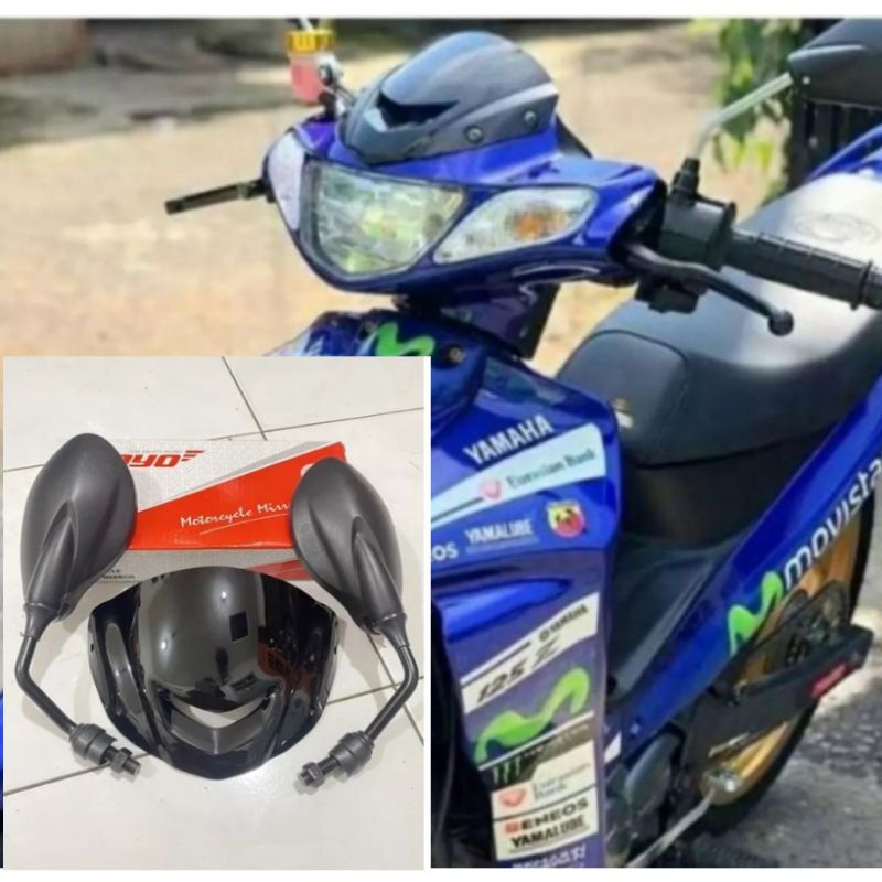 Paket Visor variasi yamaha 125z 125zr FizR F1zR jupiter z robot satria hiu 2 tak plus kaca spion x1 