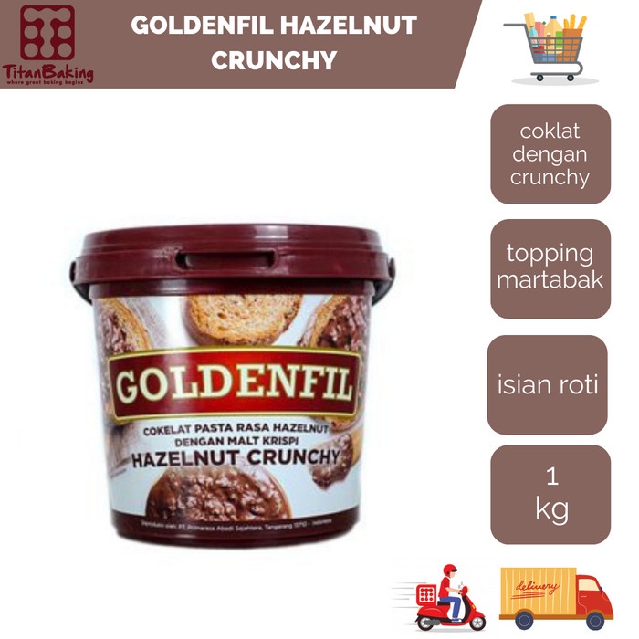 

Goldenfill Hazelnut Choco Crunchy 1Kg Selai roti Hazelnut Selai Coklat