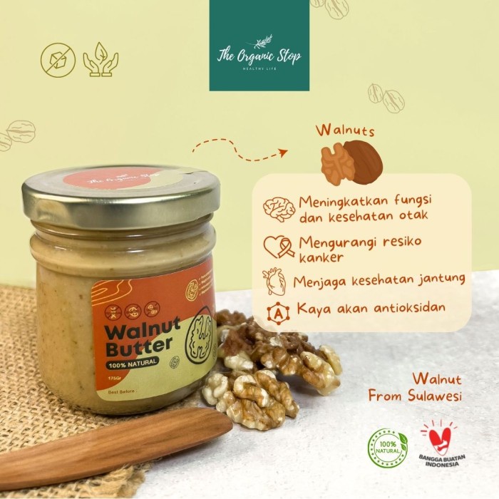 

TheOrganicStop Walnut Butter Selai Unsweetened Vegan Keto 175 gram