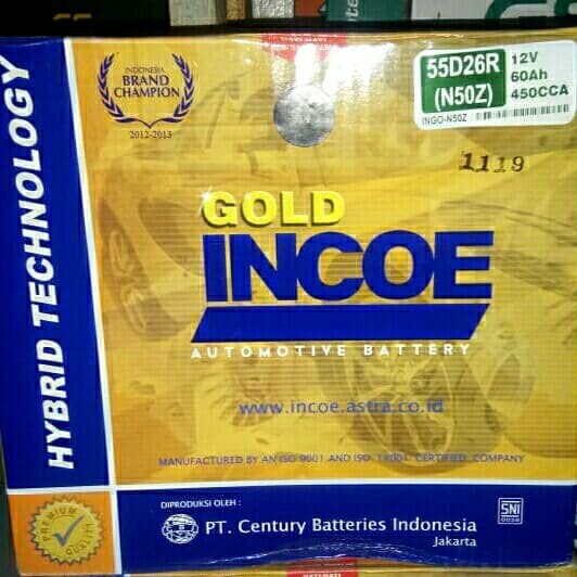 Aki Accu Basah Incoe Gold N50Z, Truk Tronton, Engkel, Colt Diesel, Elf Kode Br03