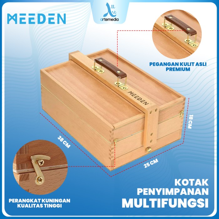 

Meeden Artist Storage Box Art Supply Solid Wood Kotak Multifungsi