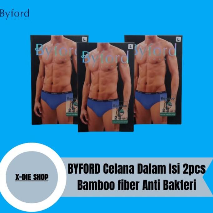 Celana Dalam Pria Byford Brief Isi 2 Pcs Bahan Bamboo Karet Kecil