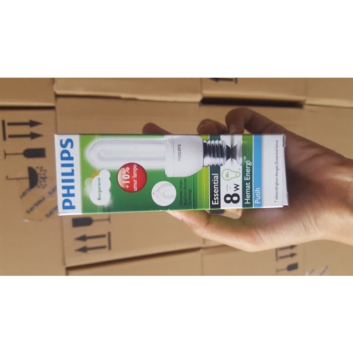 lampu essential philips 8 watt cool daylight / putih e27 220-240v tokolaris1629