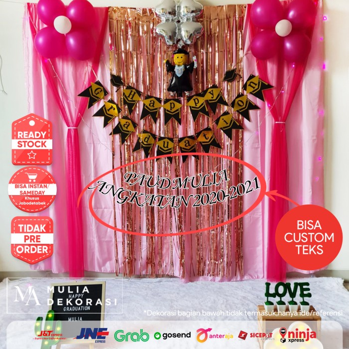 Dekorasi Backdrop Wisuda Kelulusan Paud Tk Sd Smp Smu Paket Graduation Bestseller Backdrop