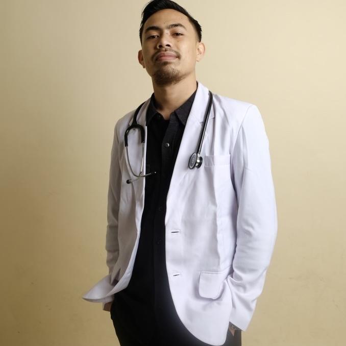 Jas dokter/sneli pria lengan panjang, DUA SAUDARA Original