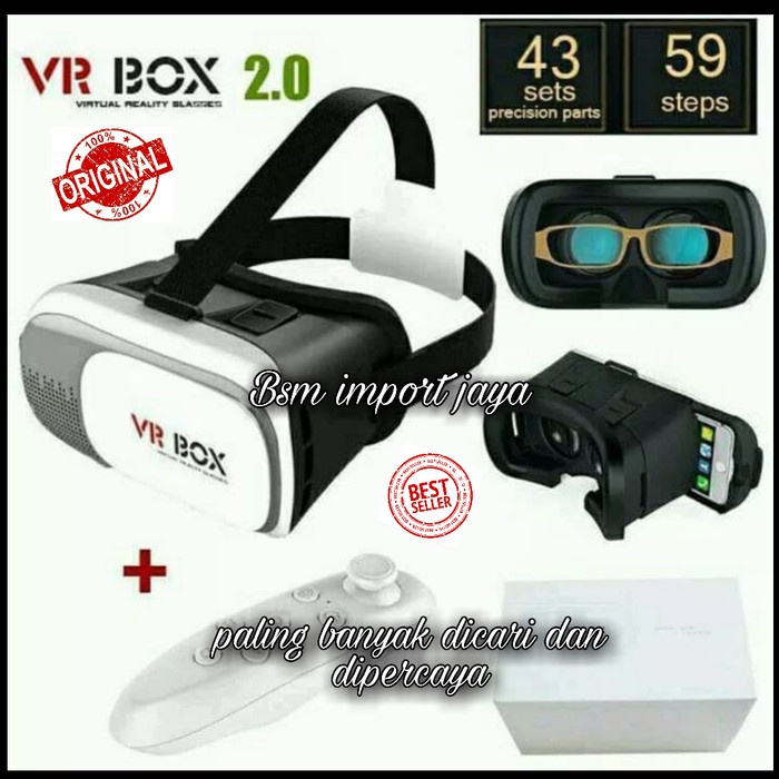 VR BOX 3D 360 + REMOTE REMOT VIRTUAL REALTY 2.0 BARU