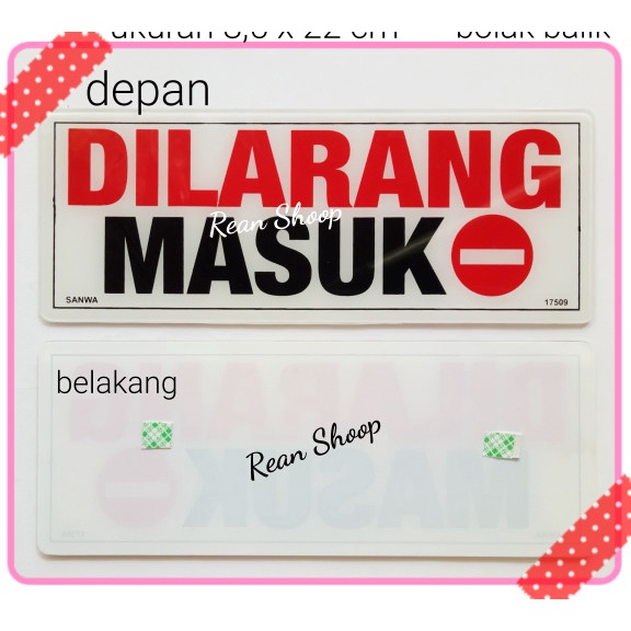 

Termurah! Sign board label acrylic akrilik peringatan dilarang masuk sanwa