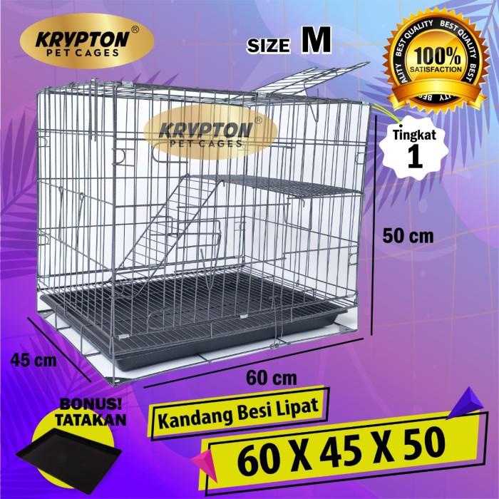 Kandang Besi Lipat 60Cm Kucing Anjing Kelinci Tingkat Besar Tebal