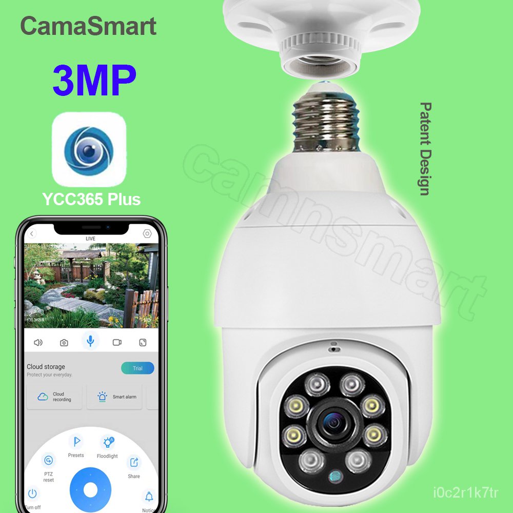 ✅&3MP E27 PTZ Wifi Camera Outdoor Waterproof Video Surveillance System Exterior Light Bulb Socket Do